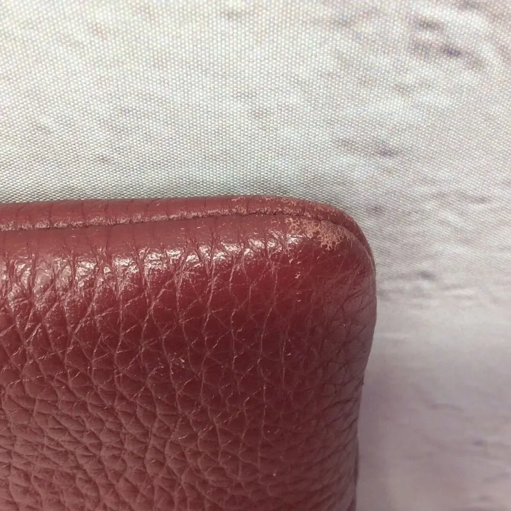Kate Spade Pebbled Leather Wristlet Burgundy Designer Lined Zipper Clutch Wallet